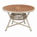 Runder Gartentisch Ø100 cm Holz Metall Beige Natur mit Ablagekorb