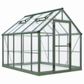 Gewächshaus 190 x 190 x 195 cm Aluminium Grün Transparent mit Dachfenstern