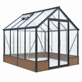 Gewächshaus 190 x 190 x 195 cm Aluminium Anthrazit mit Polycarbonatplatten und Dachfenster