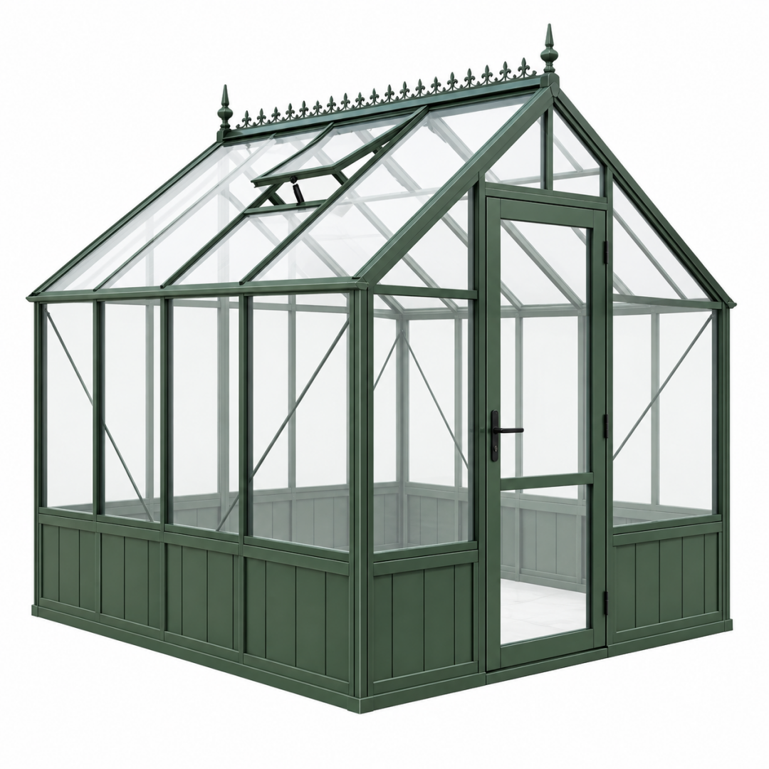Gewächshaus 190 x 130 x 220 cm Aluminium Glas Grün viktorianischer Gartenbau
