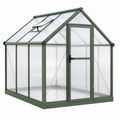 Gewächshaus 190 x 190 x 195 cm Aluminium Polycarbonat Grün mit Dachfenster