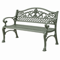 Gartenbank 126 x 60 x 87 cm aus Metall in Dunkelgrün mit ornamentaler Rückenlehne