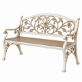 Gartenbank 125 x 60 x 95 cm Metall Creme Gold florales Vintage-Design