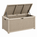 Aufbewahrungsbox 120 x 55 x 60 cm aus Kunststoff Beige für Garten mit Klappdeckel