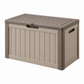 Aufbewahrungsbox 120 x 55 x 60 cm Kunststoff Taupe mit Deckel wetterbeständig