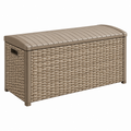 Aufbewahrungsbox 120 x 55 x 60 cm Kunststoff Taupe Rattanoptik für Garten und Terrasse