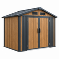 Geräteschuppen 213 x 130 x 173 cm aus Metall Holzoptik für Gartenaufbewahrung